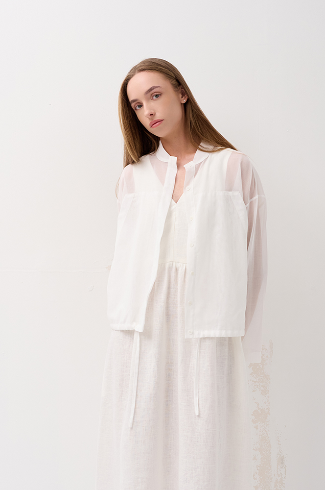 Сорочка-бомбер бавовна айворі (Р125)